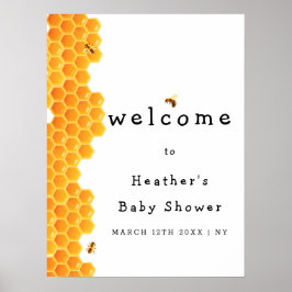 Enkel Rustic Mamma till Bee Baby Shower Välkommen Poster