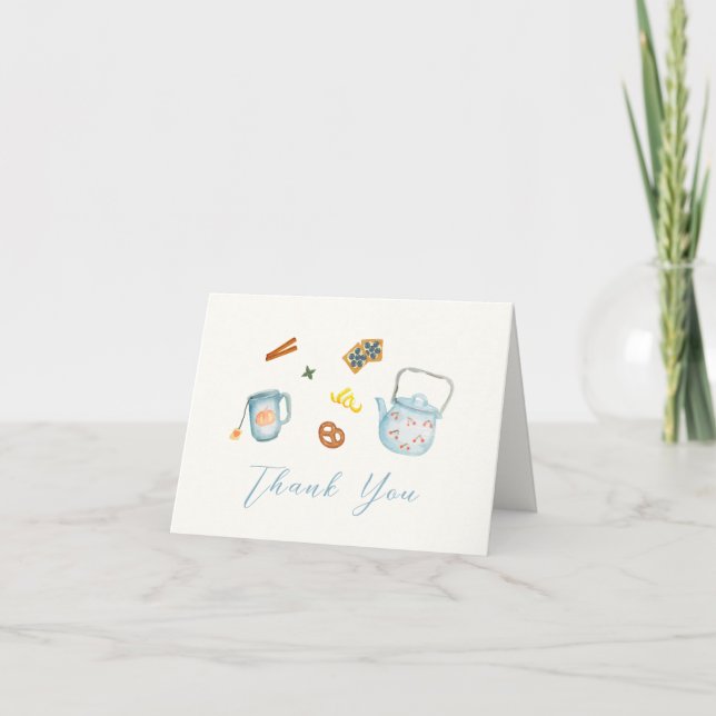 Enkel Rustic Par-Tea Cookie Baby Shower Tack Kort (Framsida)