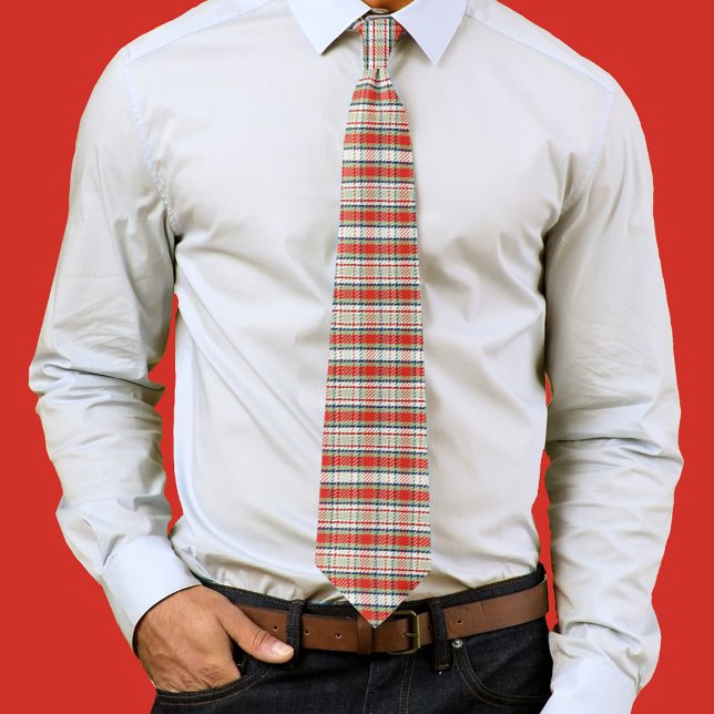 Enkel Rustic Red Grönt Minimalist Cute Play Slips (Red plaid mens tie. )