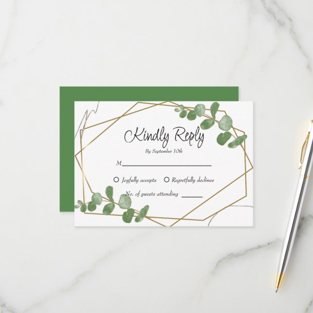 Enkel Rustic Sage Grönt Eucalyptus Greenery OSA Kort (Fram/Back In Situ)