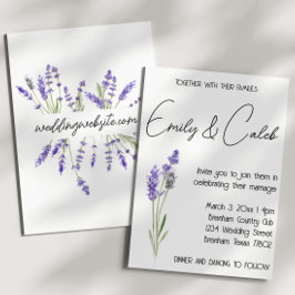 Enkel Rustic Watercolor Lavender Bröllop Inbjudningar
