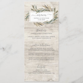 Enkel Rustic Wood Botanical Herb Bröllop Menu Meny