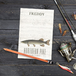 Enkel Rustic Wood Nature Fisherman Northern Pike Post-it Block