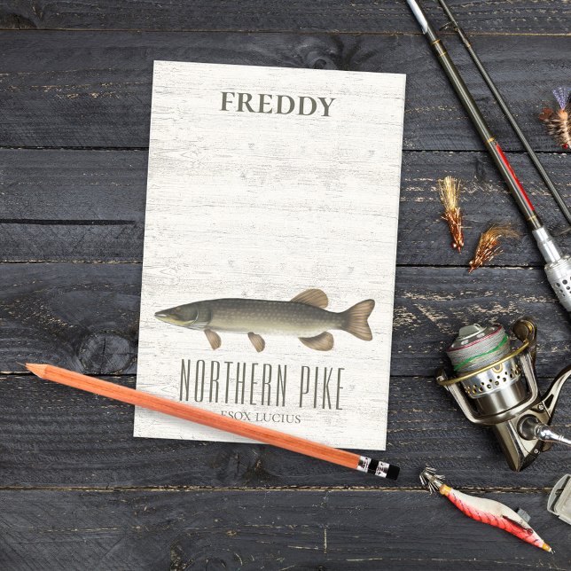 Enkel Rustic Wood Nature Fisherman Northern Pike Post-it Block (Skapare uppladdad)