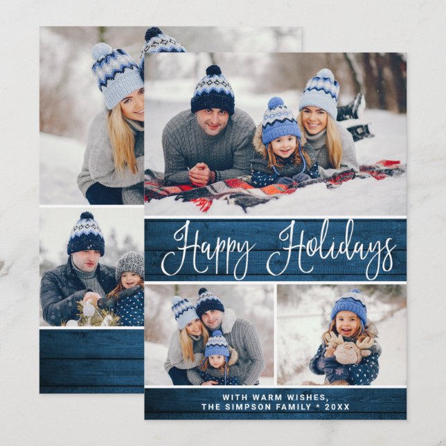 Enkel Rustik 6 PHOTO-jul Hälsning Julkort (Fram/baksida)