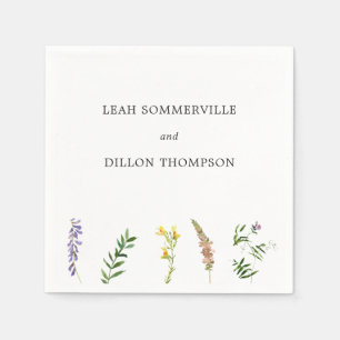 Enkel Rustik Boho Blommig Vildblomma Bröllop Pappersservett