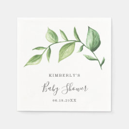 Enkel Rustik Elegant Greenery Baby Shower Pappersservett