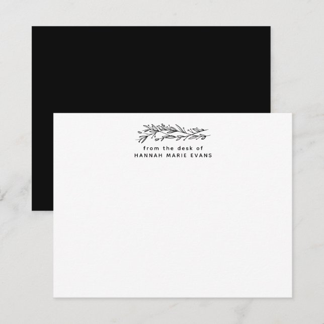 Enkel Rustik Från Black Botanicals Skrivbord Anteckningskort (Fram/baksida)