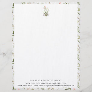 Enkel Rustik Grönska   Monogram Brevpapper