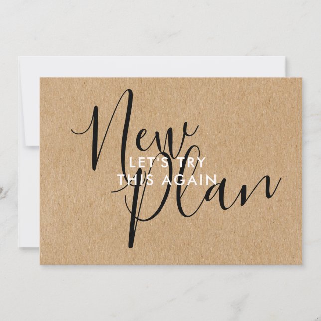 Enkel Rustik Skrift Ny Plan Ändra Datum Inbjudningar (Framsida)