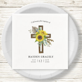 Enkel rustik solrosblomma Kor-baptism Pappersservett