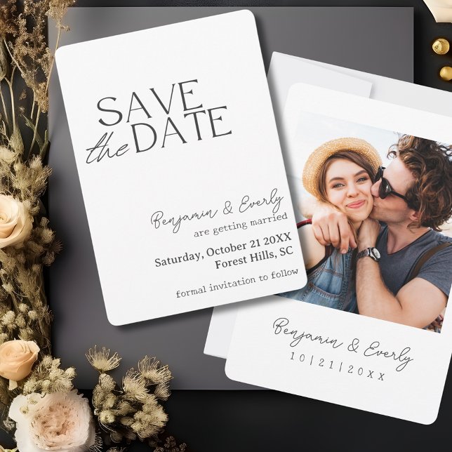 Enkel rustik svart-vit fotografering spara datumet (Simple Rustic Black and White Photo Save The Date

)