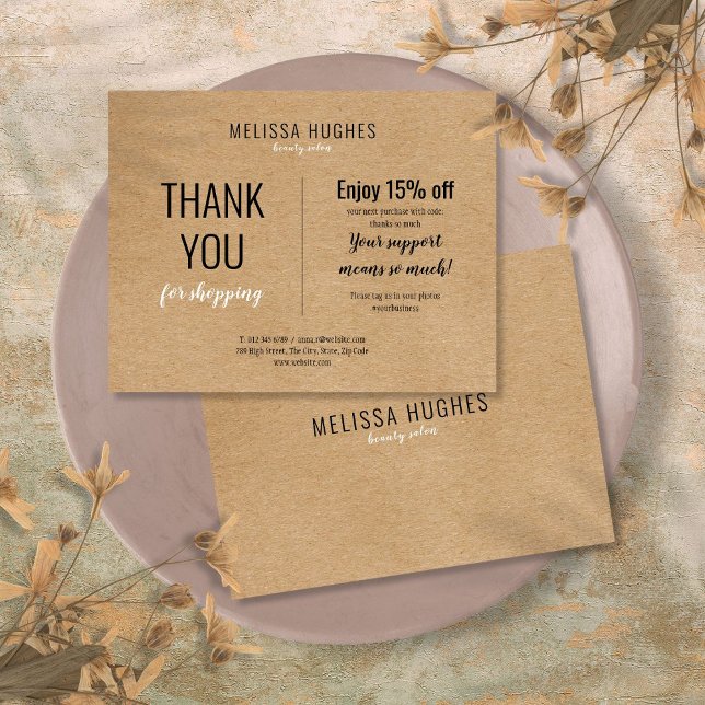 Enkel Rustik Tack För Shopping Rabattkort (Simple Rustic Thank You For Shopping Discount Card)