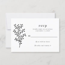 Enkel, rustisk, botaniskt svart typografi Bröllop
