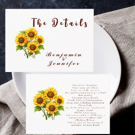 Enkel rustisk solros bröllop tilläggskort