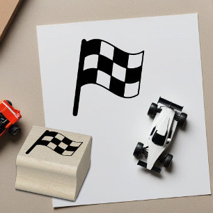 Enkel Rutig Racingflagga Mini Trästämpel Stämpel
