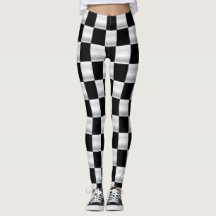 Enkel rutig svartvit flaggadamasker leggings