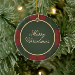 Enkel Rutmönstrad God Jul Julgransprydnad Keramik