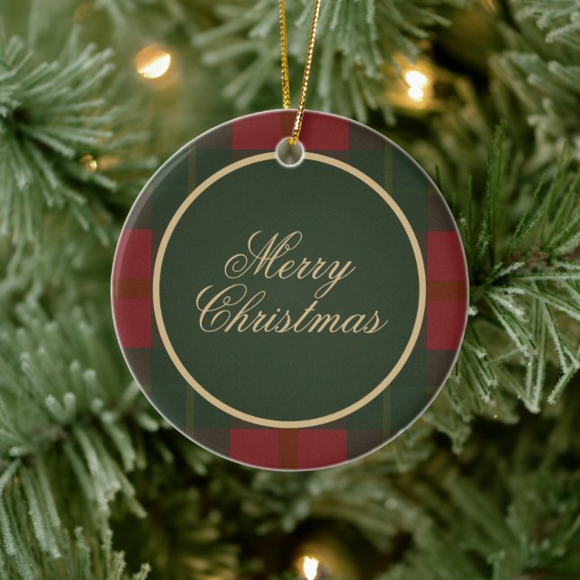 Enkel Rutmönstrad God Jul  Julgransprydnad Keramik (Träd)
