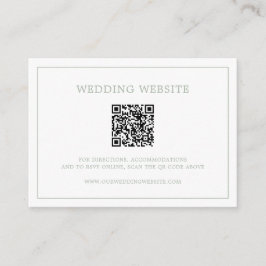 Enkel Sagegrön Monogram QR-kod Elegant Bröllop Tilläggskort