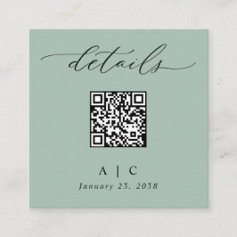 Enkel Sagegrön QR-kod Bröllopsdetaljer Tilläggskort
