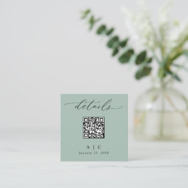 Enkel Sagegrön QR-kod Bröllopsdetaljer Tilläggskort