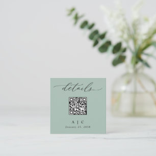 Enkel Sagegrön QR-kod Bröllopsdetaljer Tilläggskort