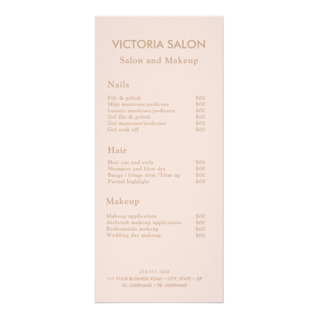 Enkel  Salon Makeup för modern Chic Unik Blek Reklamkort (Framsidan)
