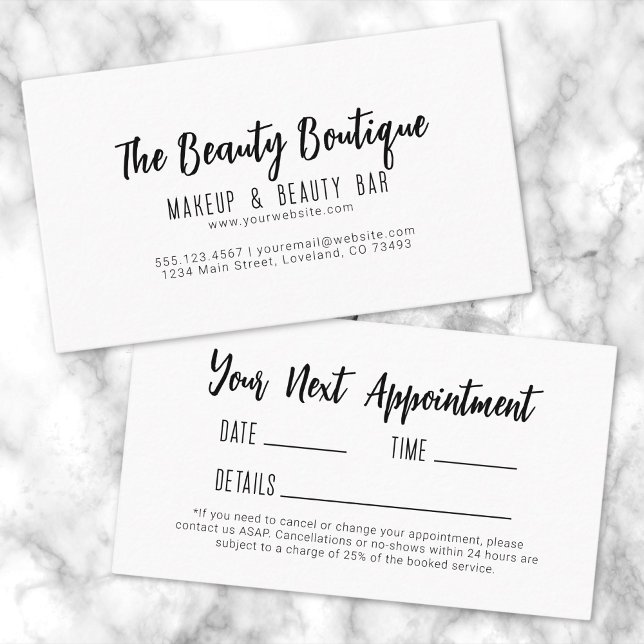 Enkel salong Nästa möte Visitkort (Simple Salon Next Appointment Business Card)