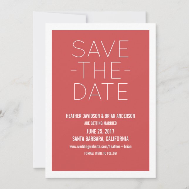 Enkel Save the Date-inbjudan, röd Spara Datumet (Framsida)