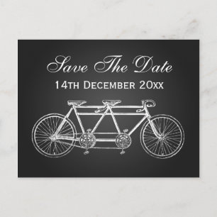 Enkel Save The Date Tandemcykel Svart Meddelande Vykort