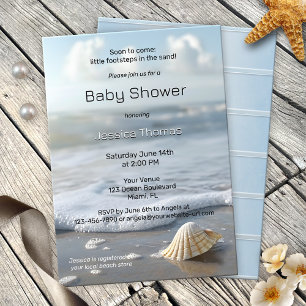Enkel Seashell Beach Baby Shower Inbjudningar