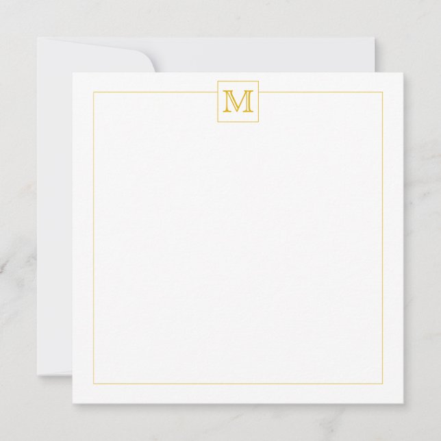 Enkel senap, inledande monogram kvadrat gräns anteckningskort (Framsida)