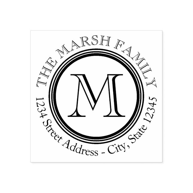 Enkel seriemonogram Namn och Returadress Stämpel (Tryck)