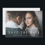 Enkel serif | Klassisk Elegant och foto Spara Datumet<br><div class="desc">Med dessa enkla och elegant kan du spara datumkorten med fullt utfallsfoto,  med klassisk vit serif-text på grund och ett mjukt grått bakåt.</div>