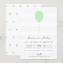 Enkel Shabby chic Grönt och Grått Ballon Birthday