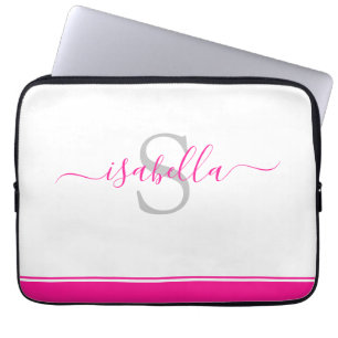 Enkel Shock rosa för monogrammad Snyggt-Elegant Laptop Fodral