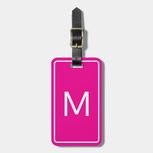 Enkel Shock rosa och vit inledande textmall Bagagebricka (Vertikal Framsida)