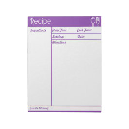 Enkel sida för radlös Lila, recept Anteckningsblock