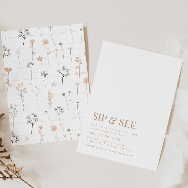 Enkel sida och se Party Inbjudan med Blommigt (Skapare uppladdad)