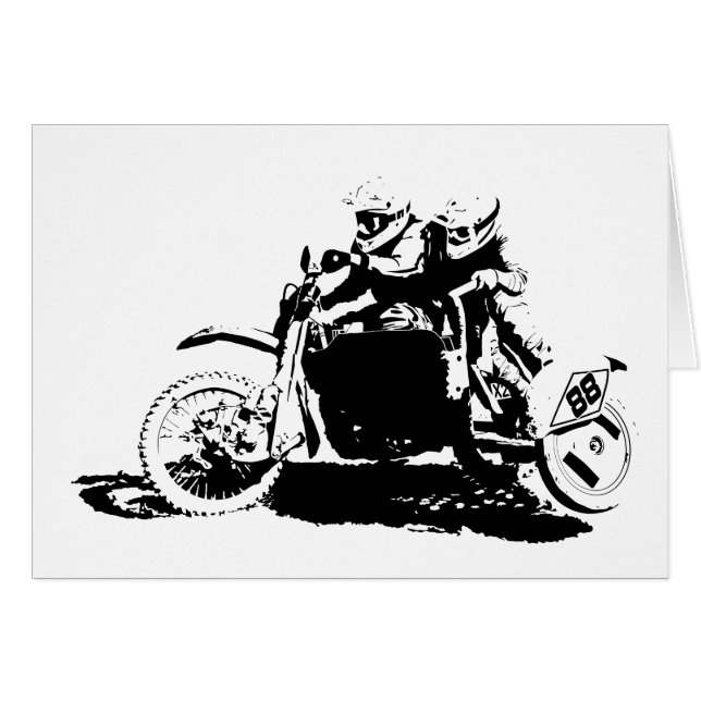 Enkel Sidecarcross design Hälsningskort (Framsidan Horizontal)