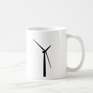 Enkel silhouette för energi för vindturbingrönt kaffemugg