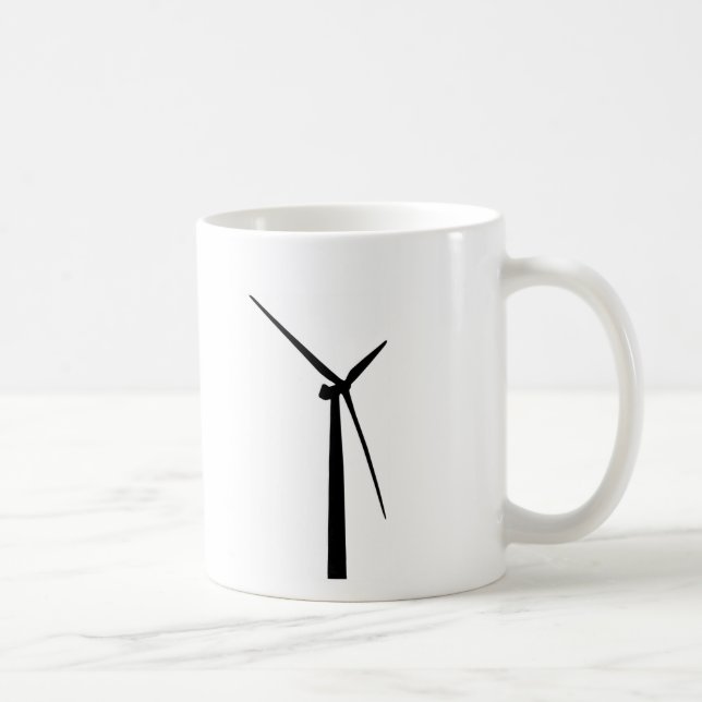 Enkel silhouette för energi för vindturbingrönt kaffemugg (Höger)
