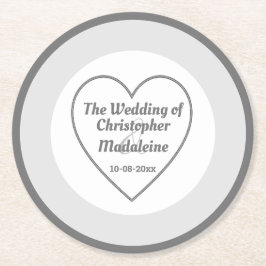 Enkel Silver Grått och Vita Bröllop Underlägg Papper Rund