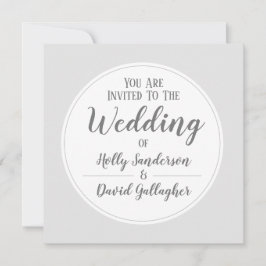 Enkel Silver Grått & vit Bröllopsdag Inbjudningar