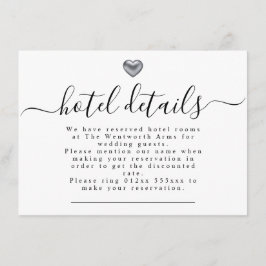 Enkel Silver Heart-Bröllop-stationeri Tilläggskort