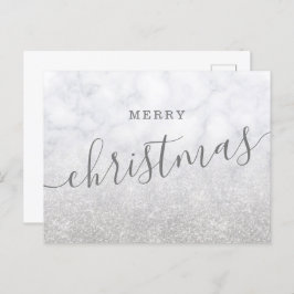 Enkel Silver-jul Helgdagarna Glitter Marble Helg Vykort