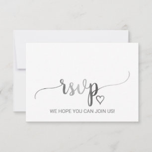 Enkel silver kalligrafi meny val RSVP-kort