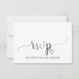 Enkel silver kalligrafi sång önskemening RSVP-kort OSA Kort