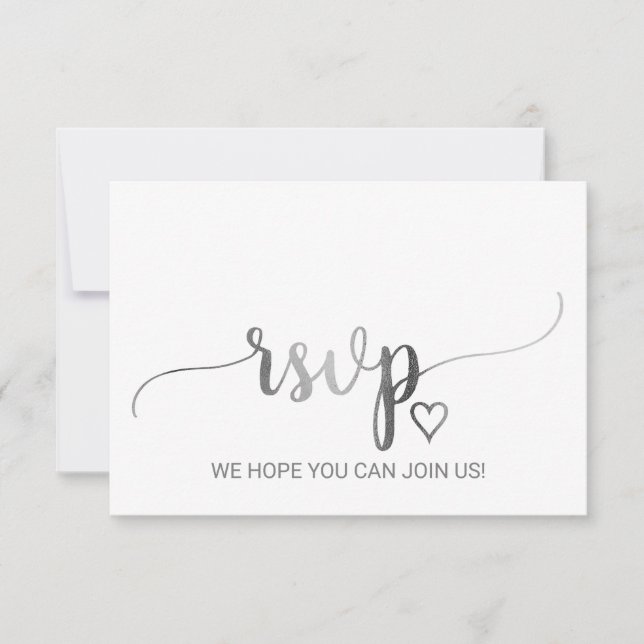 Enkel Silver kalligrafi webbplats RSVP-kort OSA Kort (Framsida)